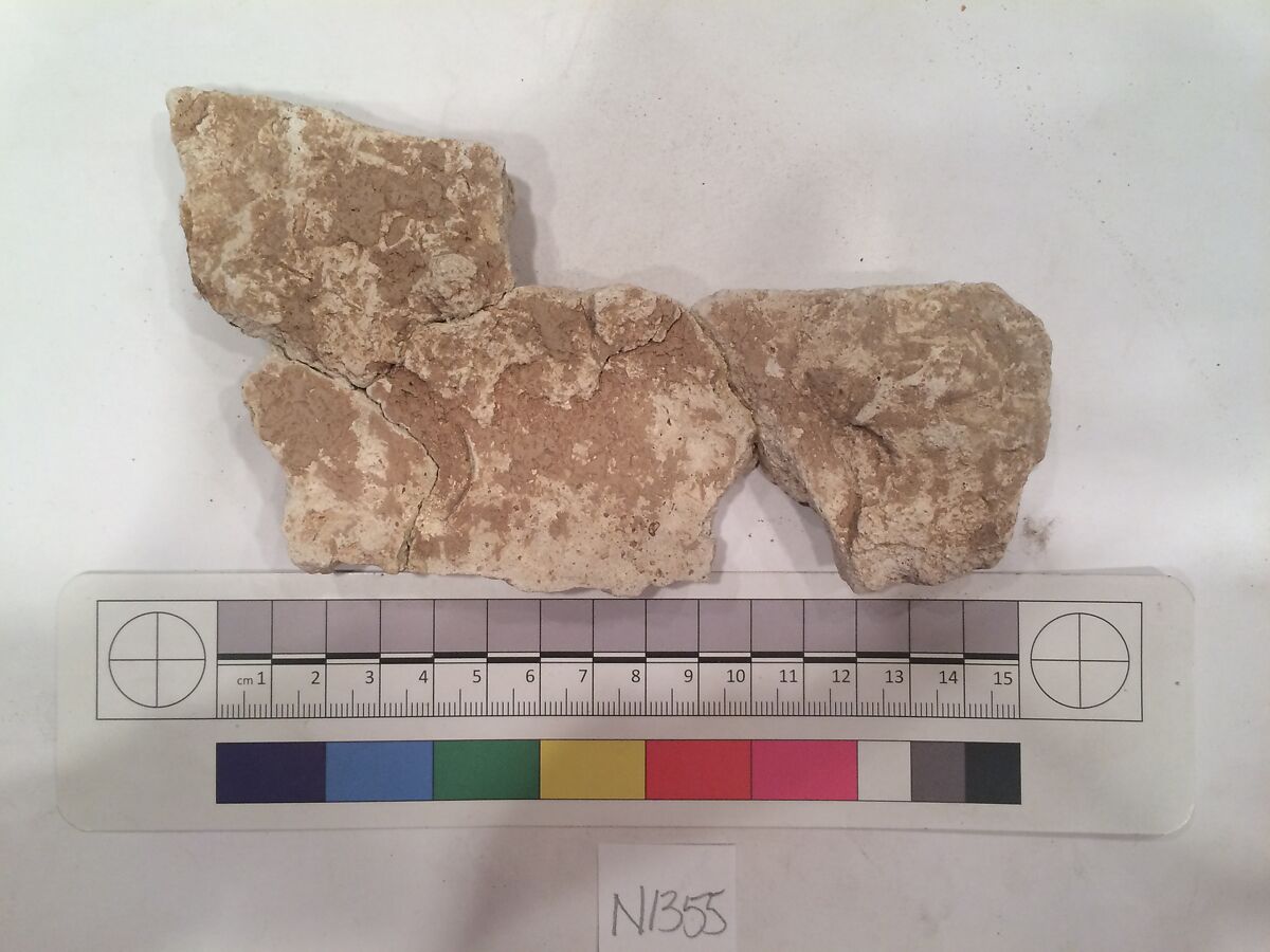 Stucco Fragment, Stucco (mortar); carved, painted