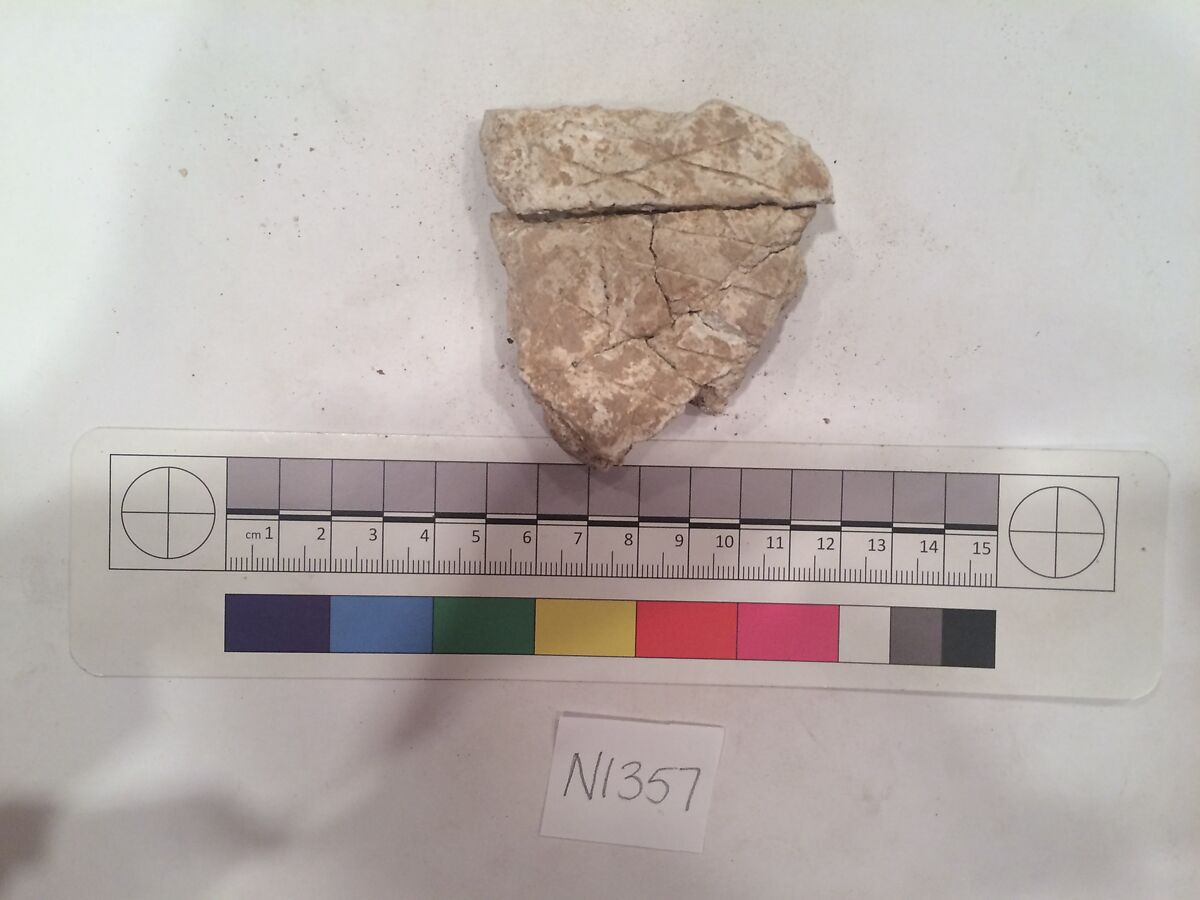 Stucco Fragment, Stucco (mortar); carved, painted