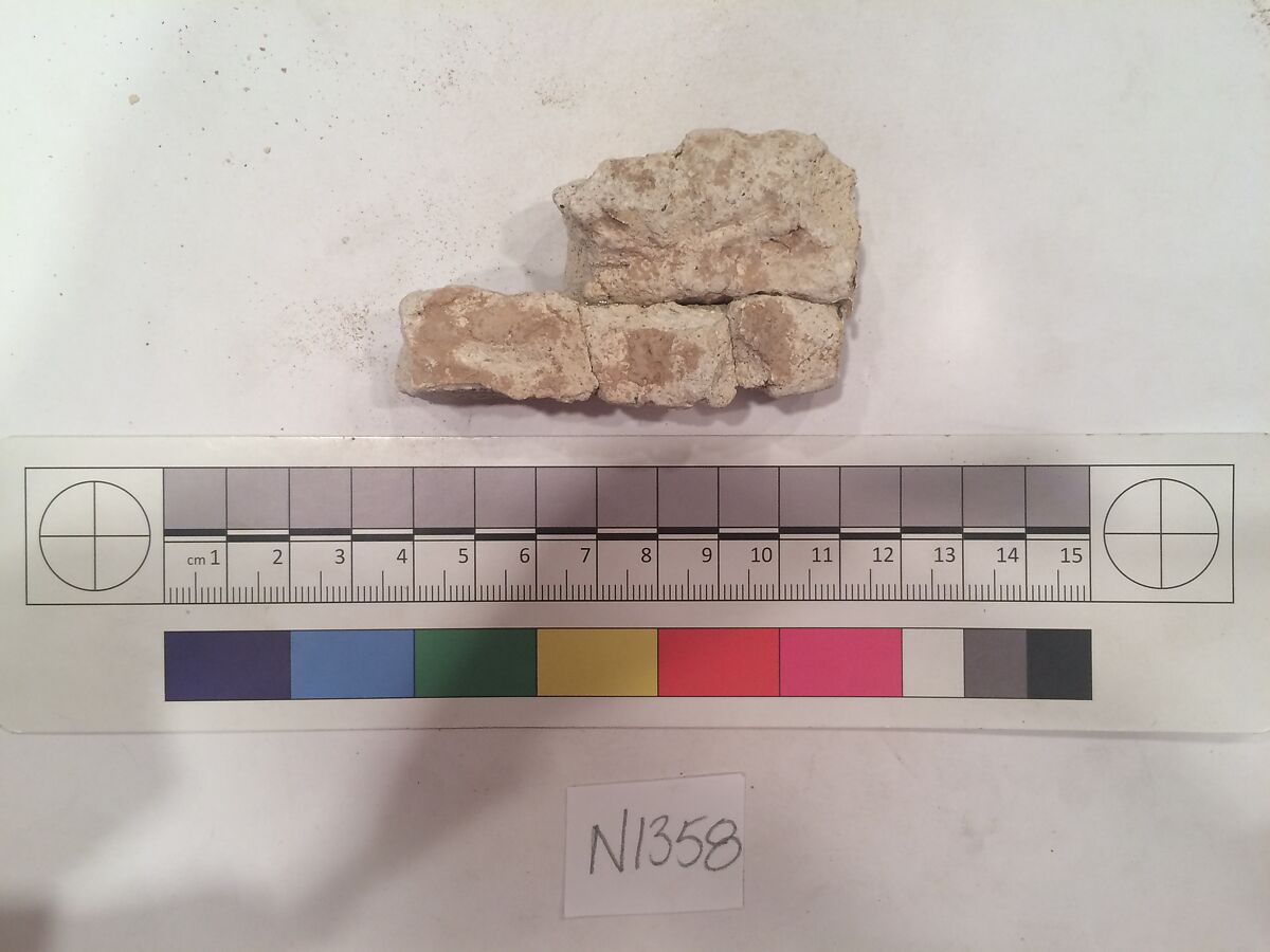 Stucco Fragment, Stucco (mortar); carved, painted