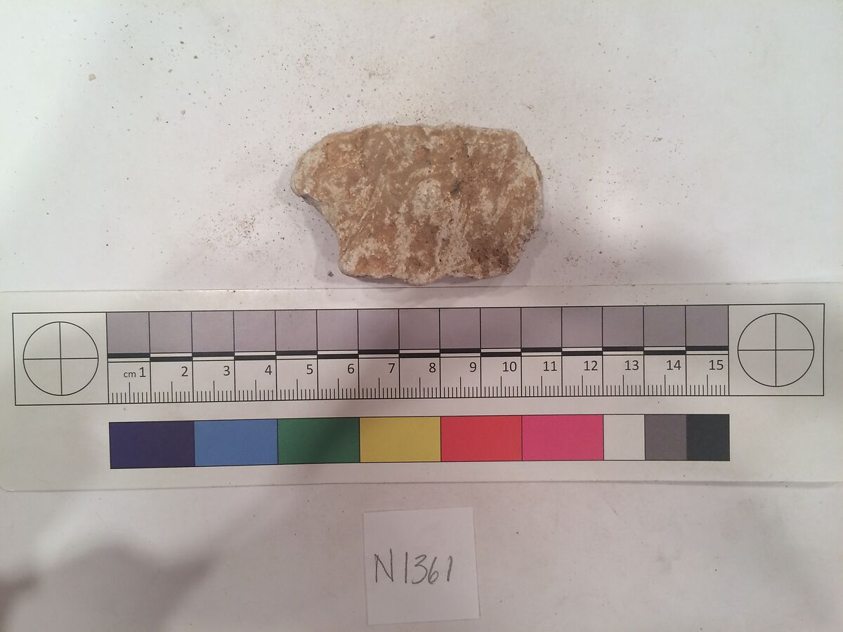 Stucco Fragment, Stucco (mortar); carved, painted