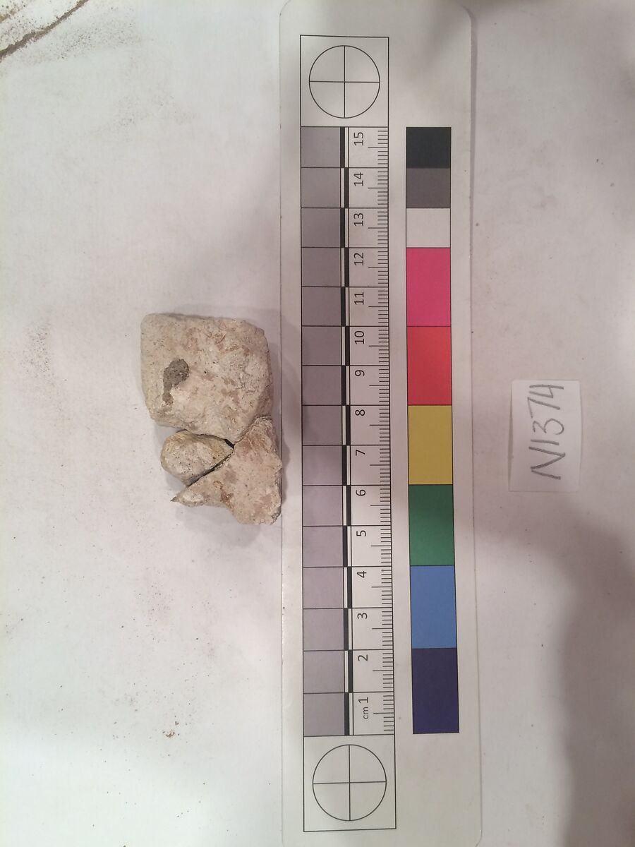 Stucco Fragment, Stucco (mortar); carved, painted