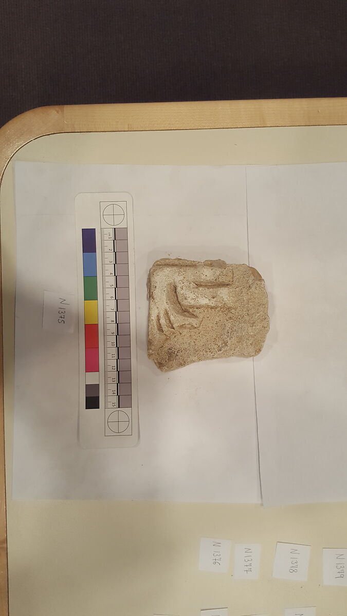 Stucco Fragment, Stucco (mortar); carved, painted 