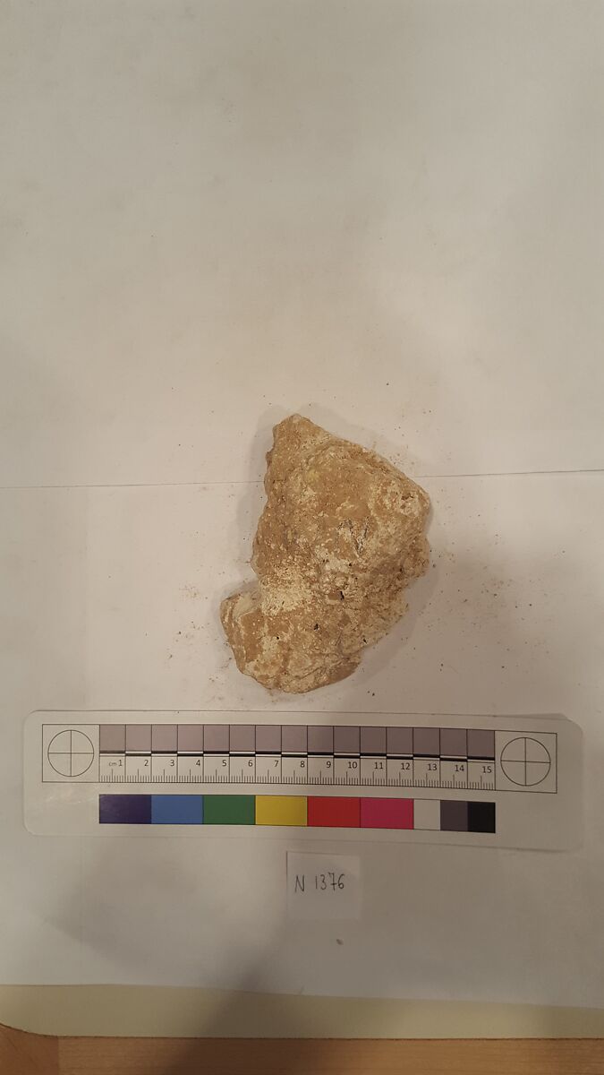 Stucco Fragment, Stucco (mortar); carved, painted