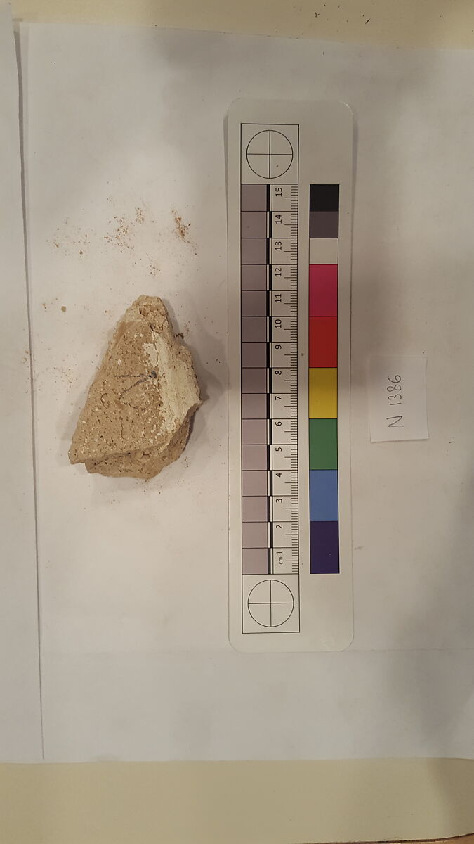 Stucco Fragment, Stucco (mortar); carved, painted