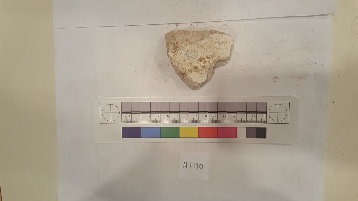 Stucco Fragment, Stucco (mortar); carved, painted