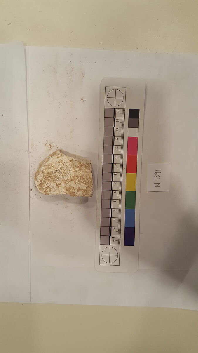 Stucco Fragment, Stucco (mortar); carved, painted
