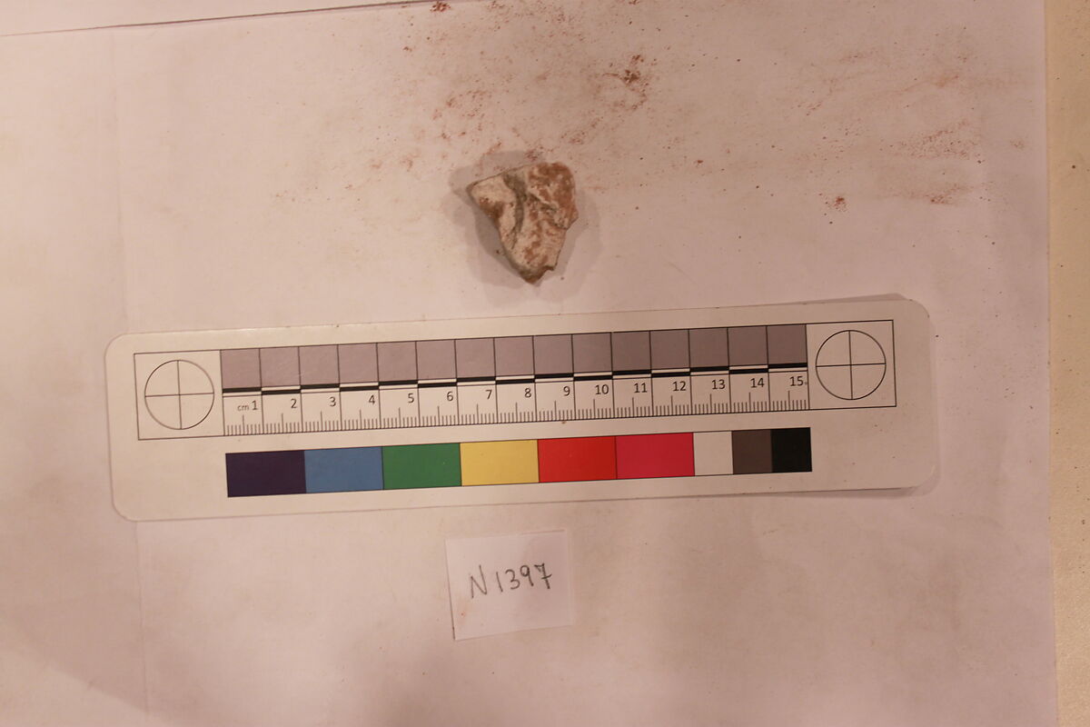 Stucco Fragment, Stucco (mortar); carved, painted