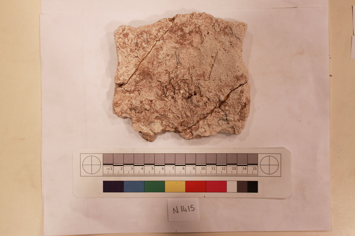 Stucco Fragment, Stucco (mortar); carved, painted