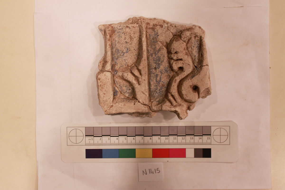 Stucco Fragment, Stucco (mortar); carved, painted