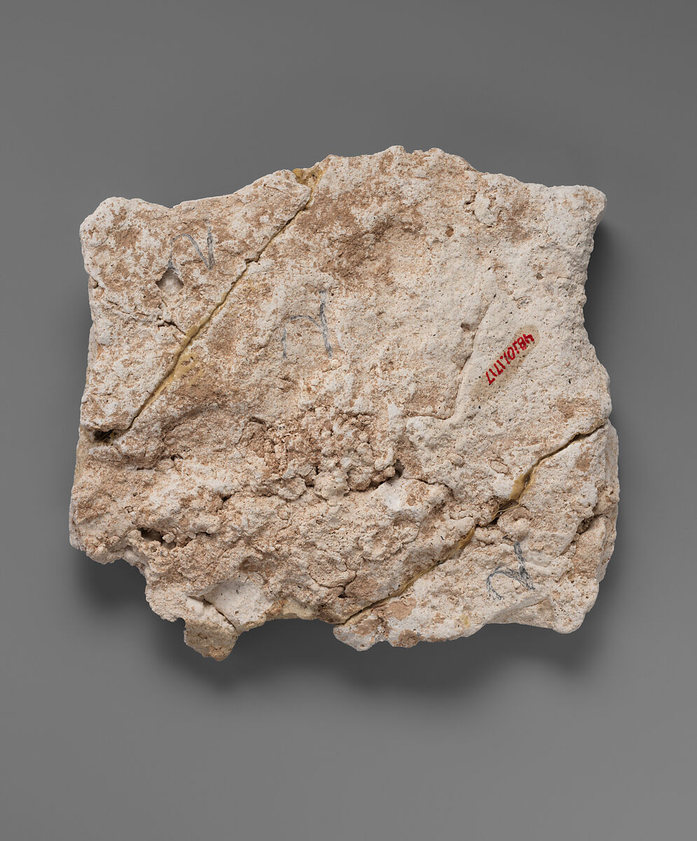 Stucco Fragment, Stucco (mortar); carved, painted