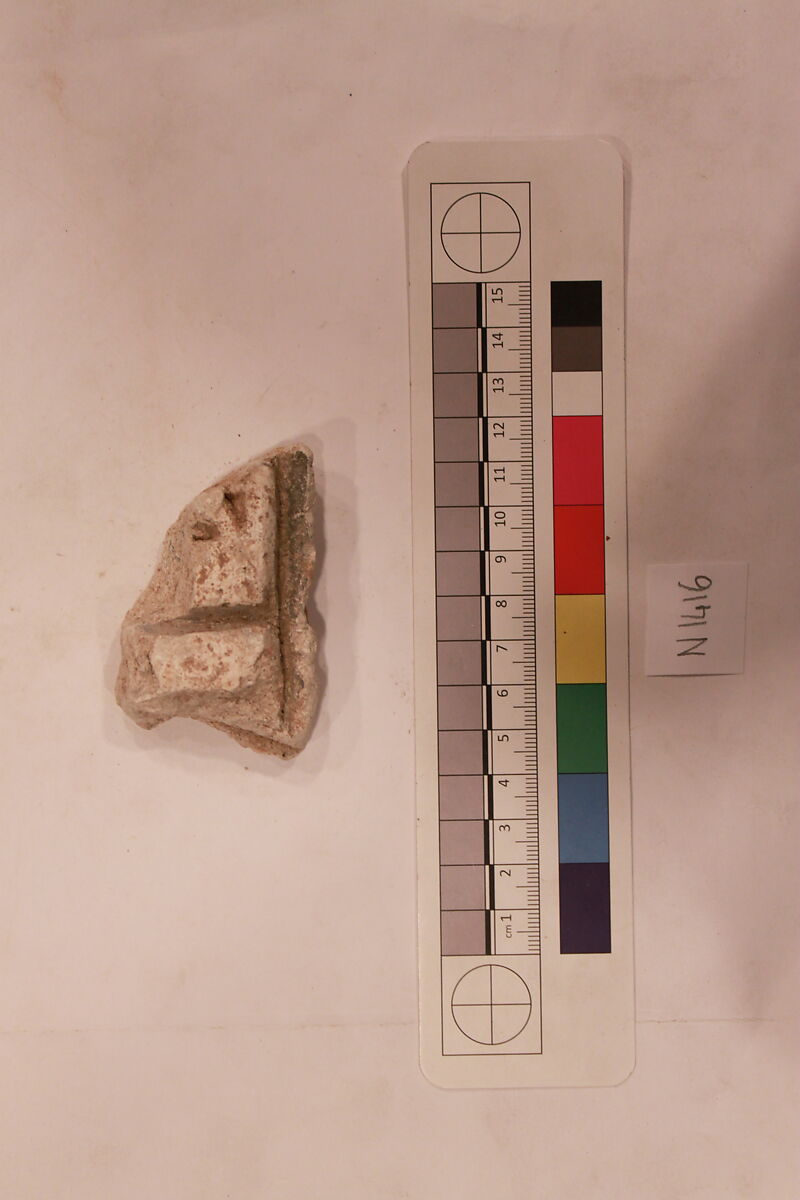 Stucco Fragment, Stucco (mortar); carved, painted 