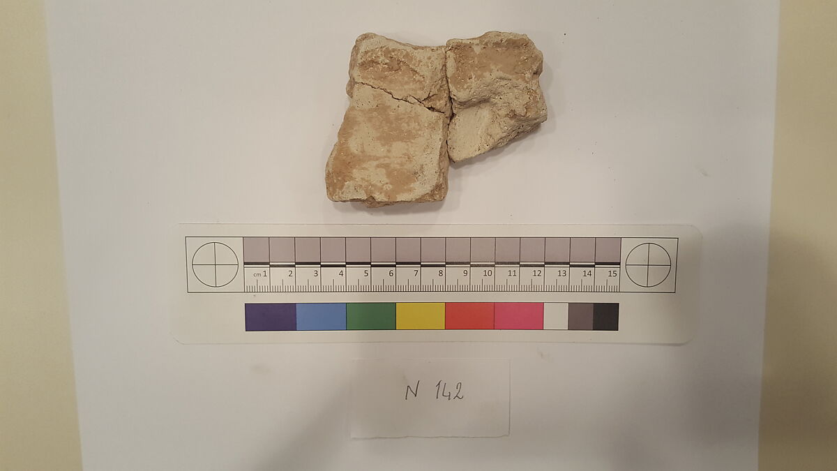 Stucco Fragment, Stucco; carved, painted