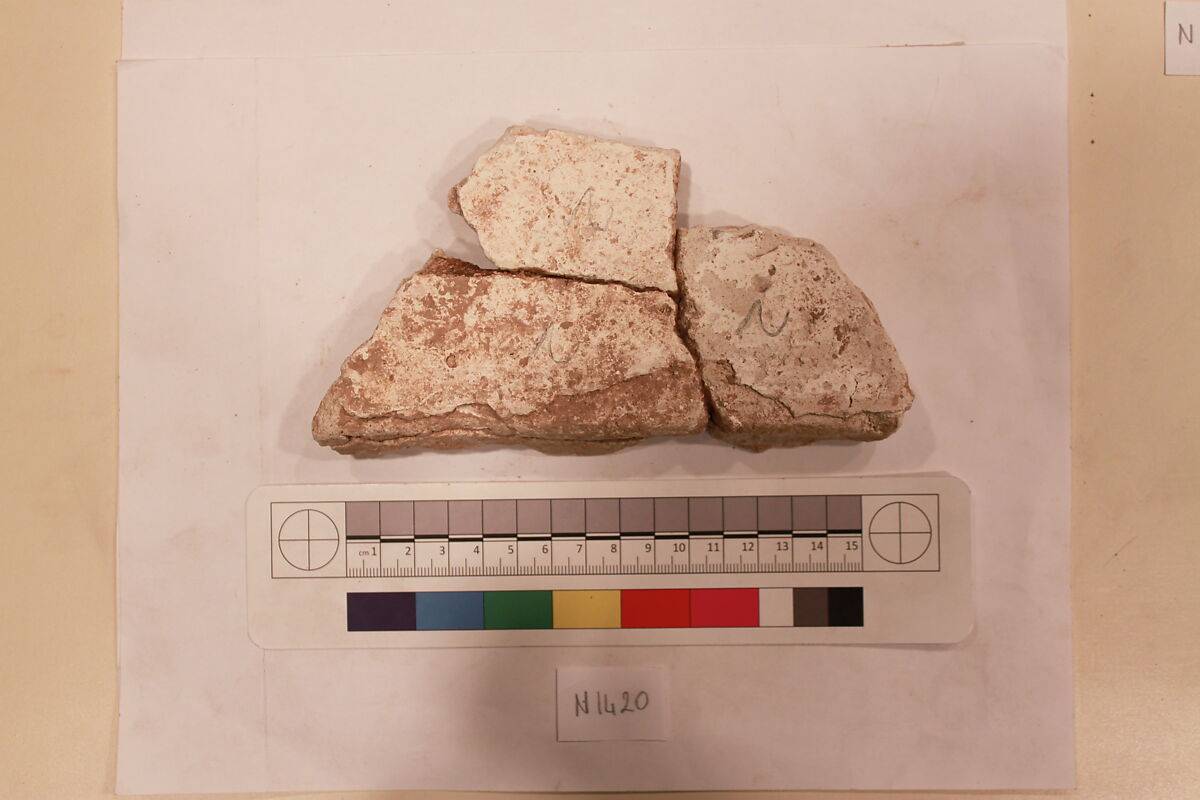 Stucco Fragment, Stucco (mortar); carved, painted