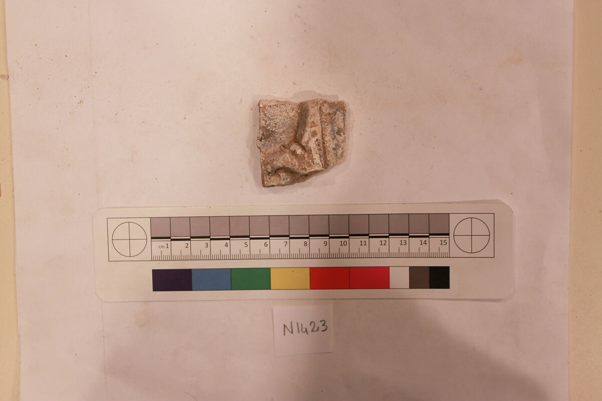 Stucco Fragment, Stucco (mortar); carved, painted 
