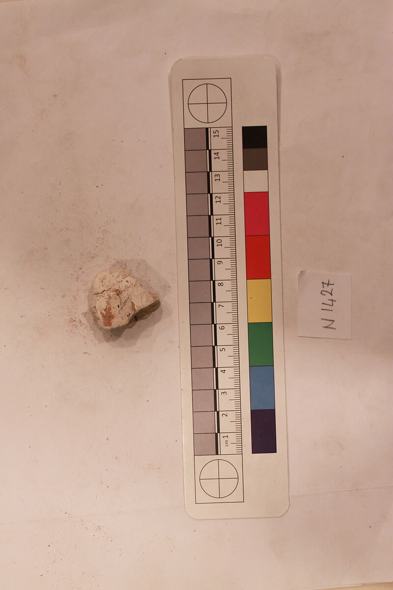Stucco Fragment, Stucco (mortar); carved, painted