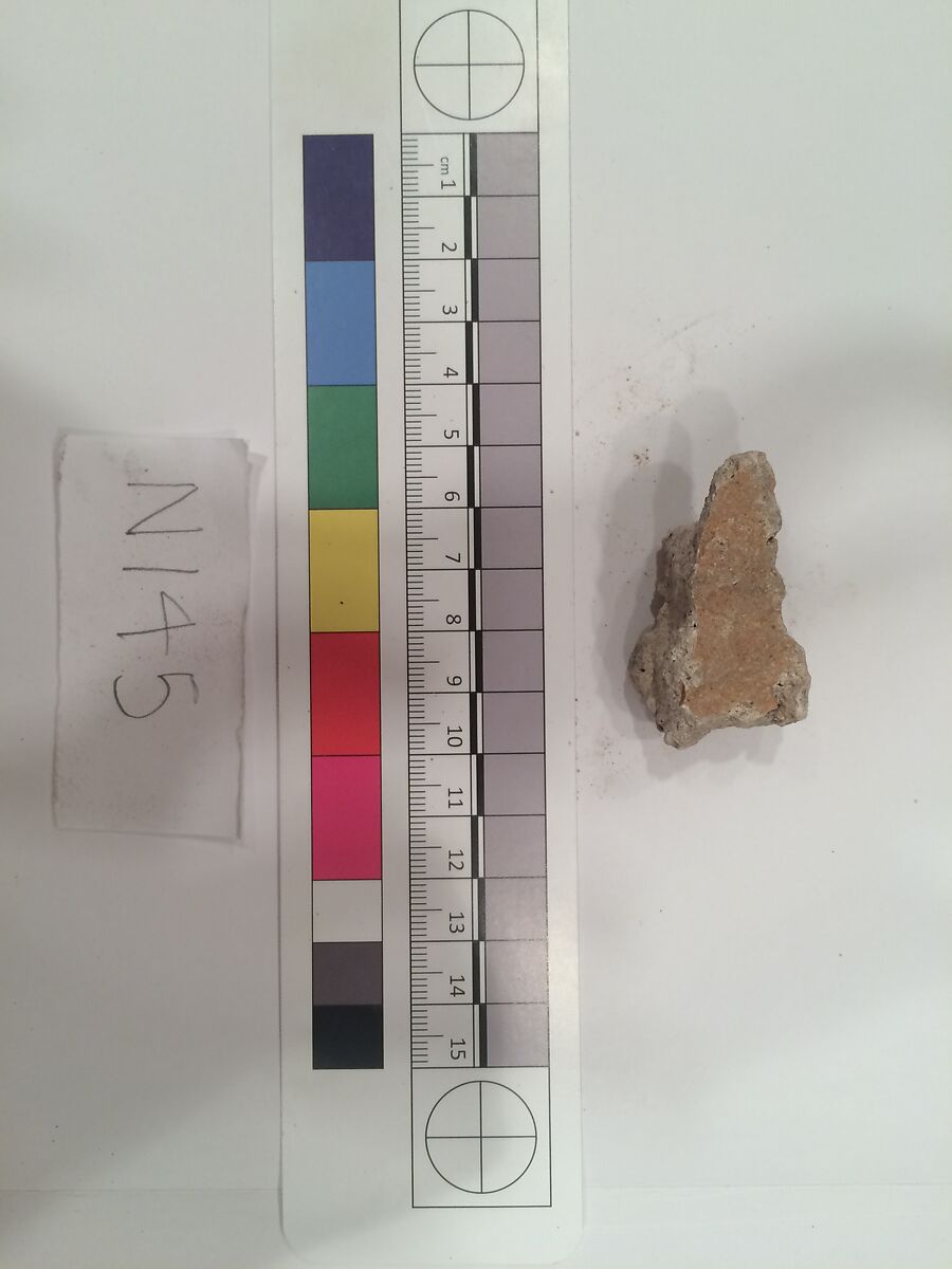 Stucco Fragment, Stucco; carved, painted 