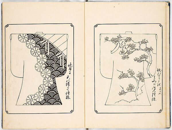 Kosode designs from the Genroku era, Woodblock-printed book, Japan