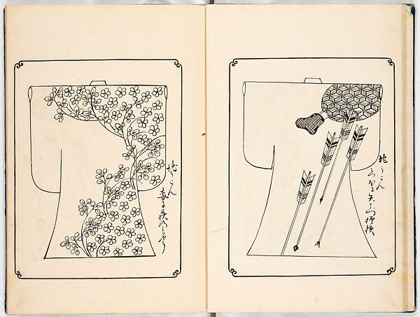 Kosode designs from the Genroku era, Woodblock-printed book, Japan