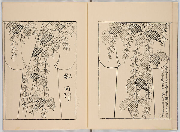 Miyako hinagata, Vol. 1 (kosode patterns from the imperial capital), Woodblock-printed book, Japan