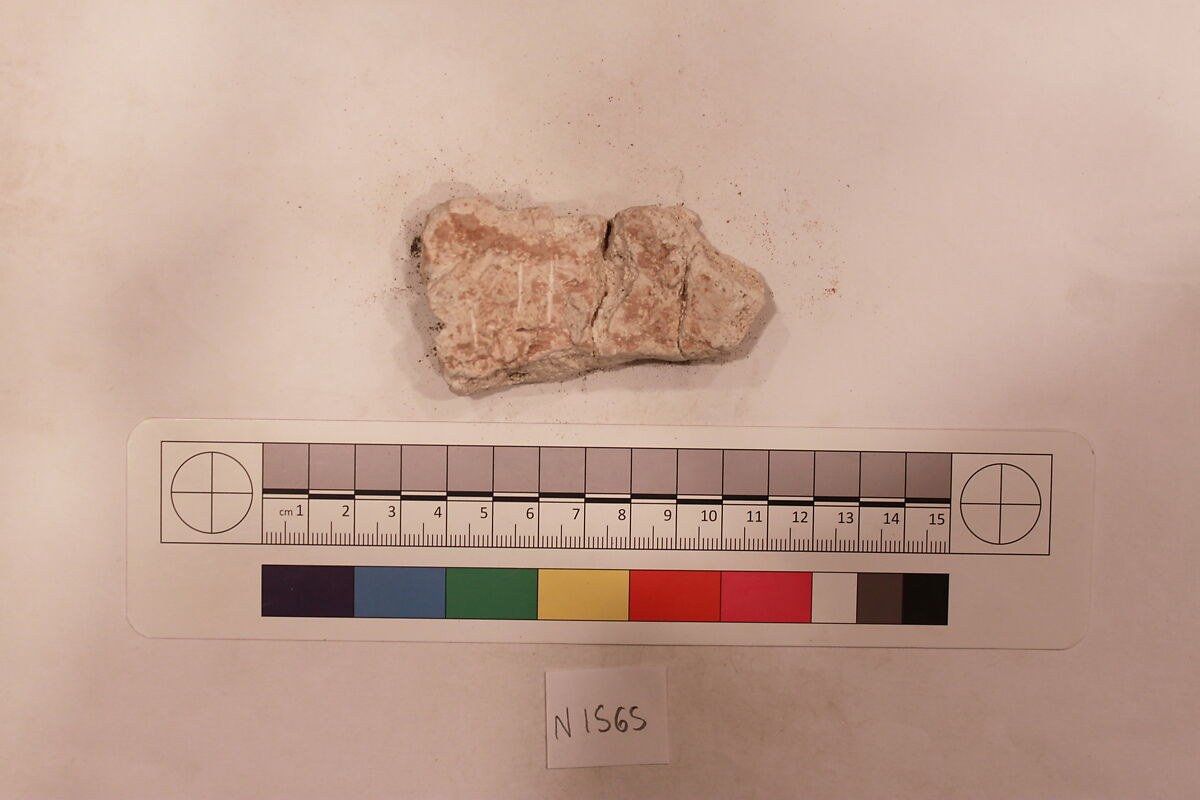 Stucco Fragment, Stucco (mortar); carved, painted