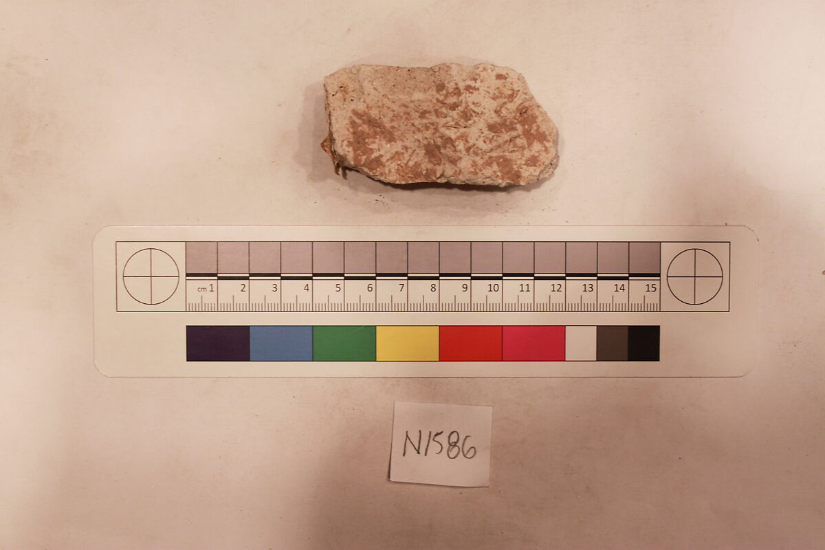 Stucco Fragment, Stucco (mortar); carved, painted