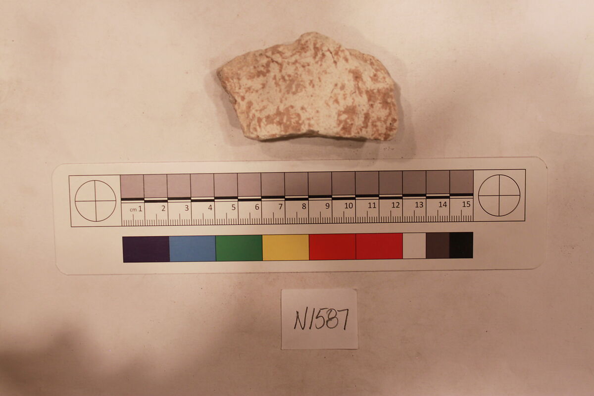 Stucco Fragment, Stucco (mortar); carved, painted