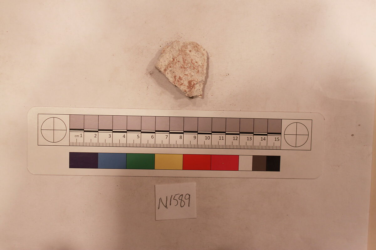 Stucco Fragment, Stucco (mortar); carved, painted