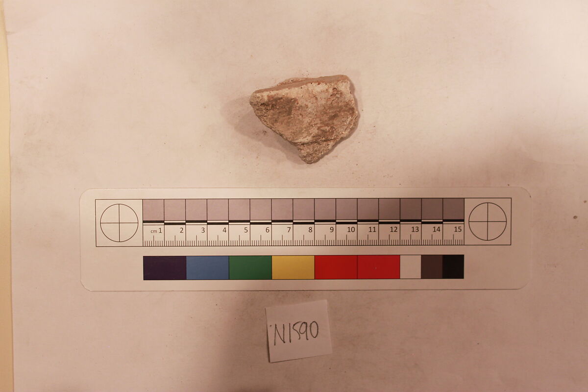 Stucco Fragment, Stucco (mortar); carved, painted 