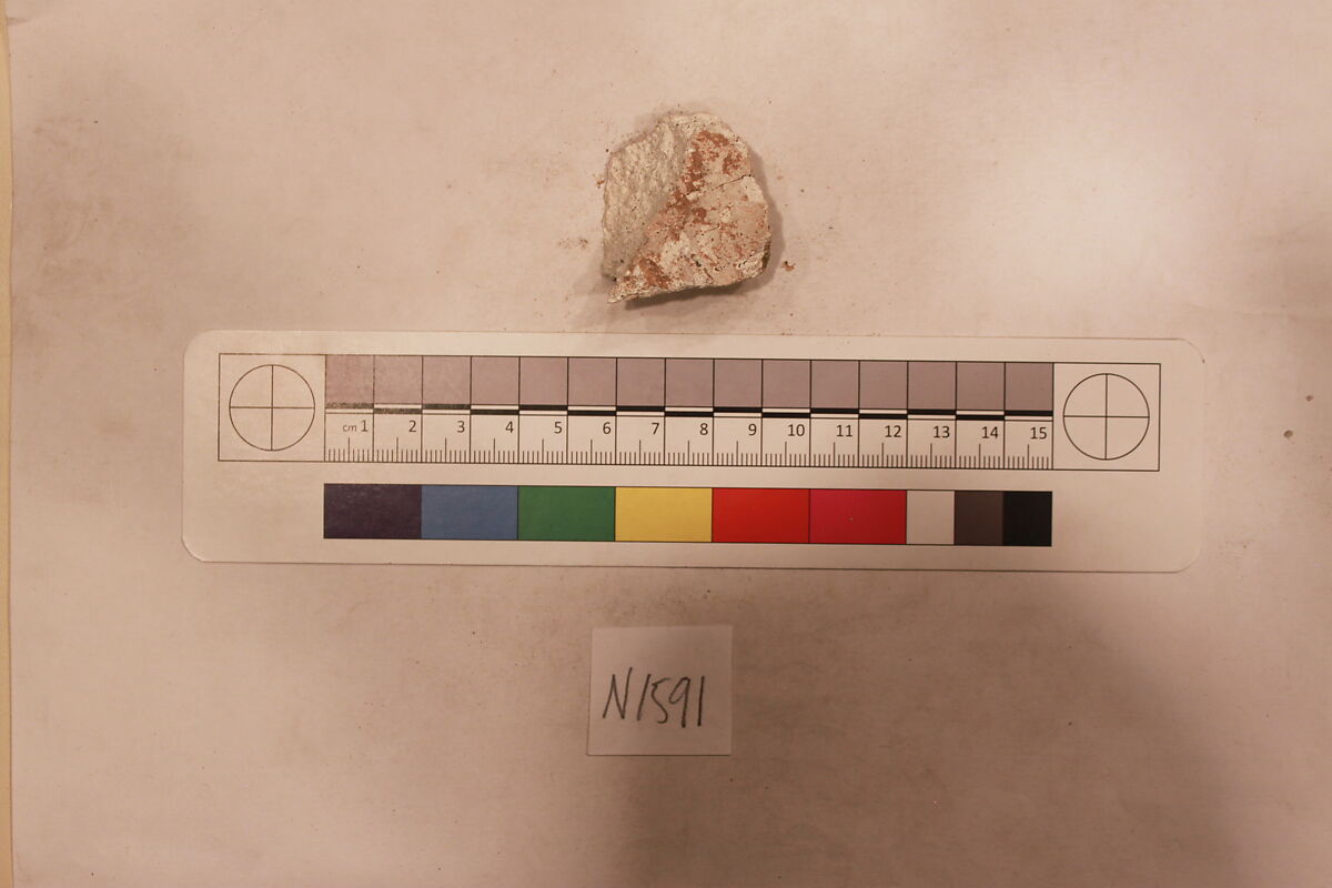 Stucco Fragment, Stucco (mortar); carved, painted
