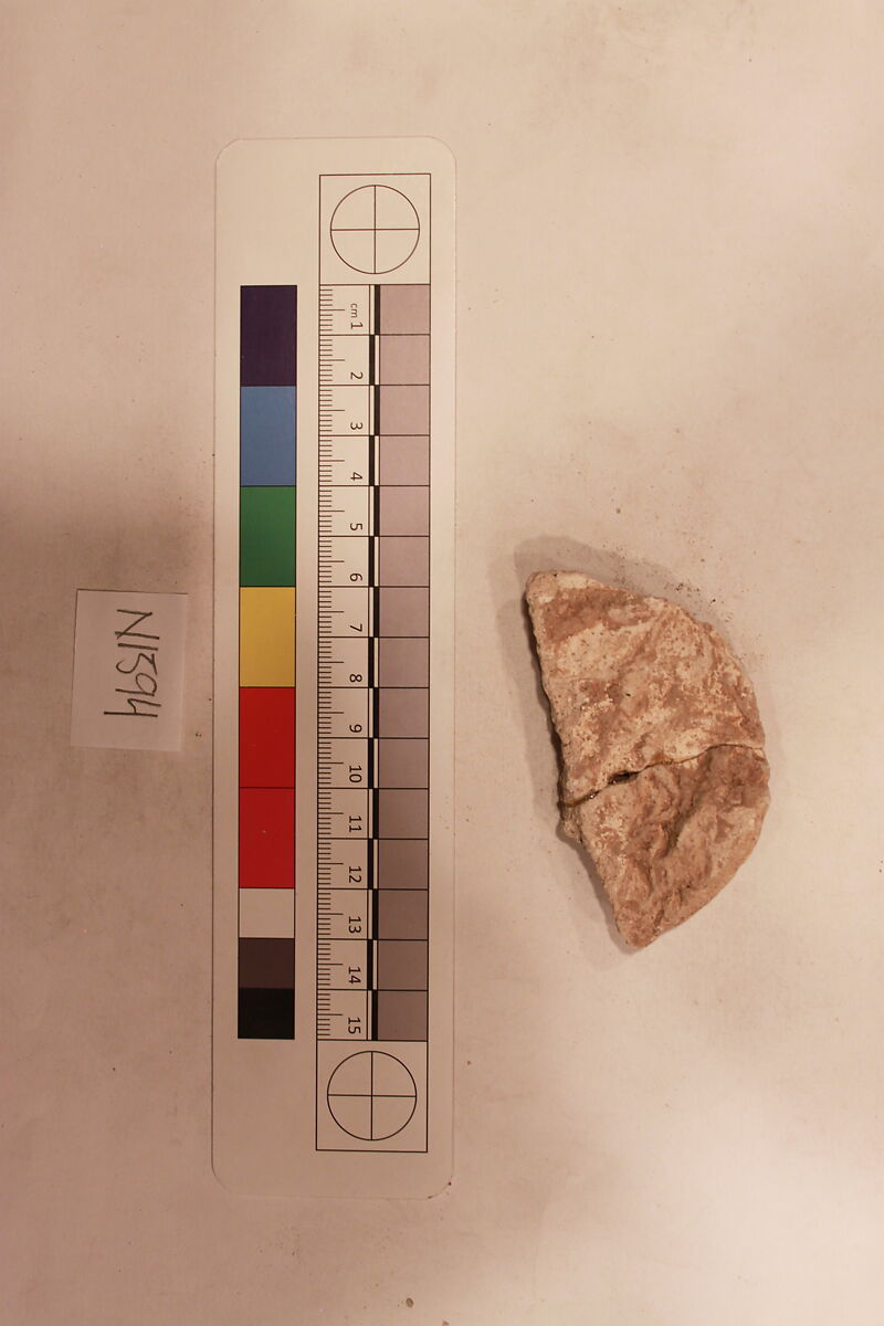 Stucco Fragment, Stucco (mortar); carved, painted