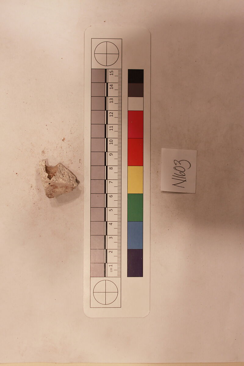 Stucco Fragment, Stucco (mortar); carved, painted 