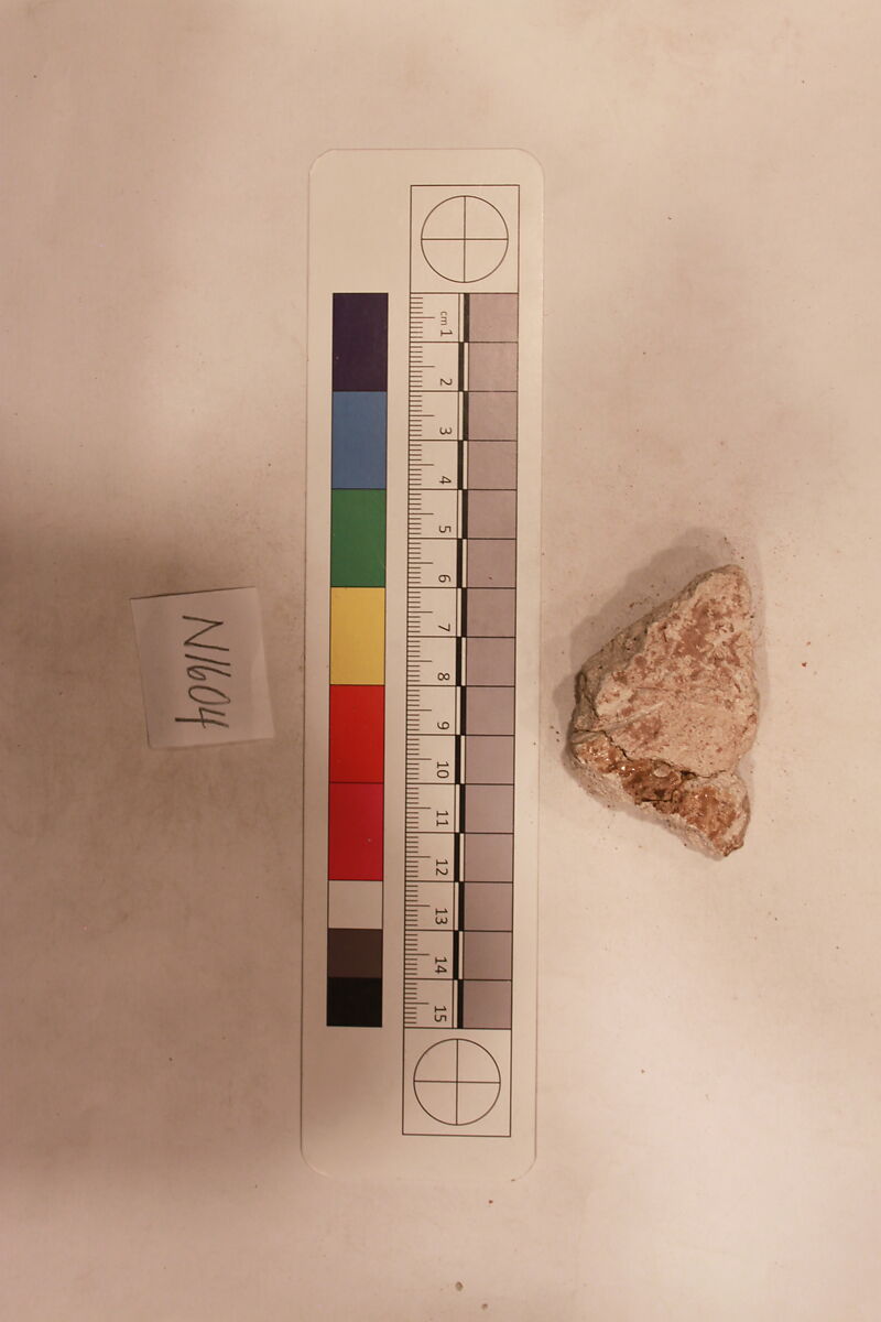 Stucco Fragment, Stucco (mortar); carved, painted