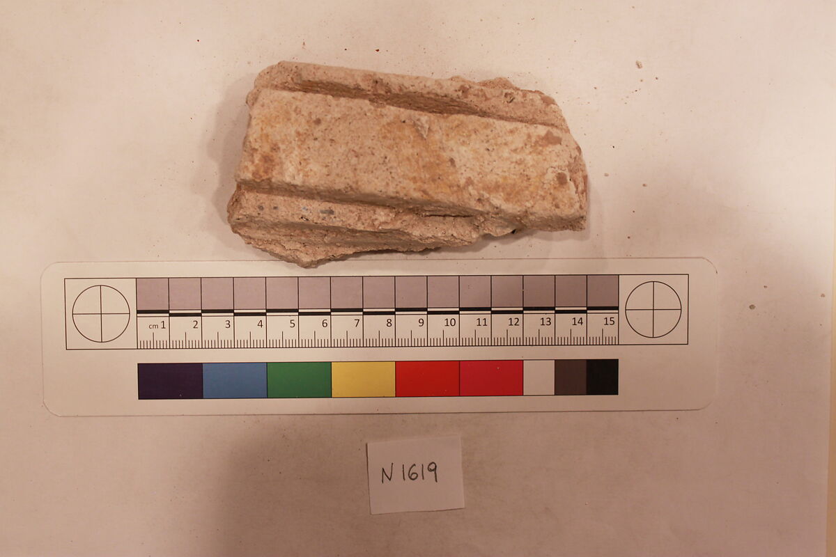 Stucco Fragment, Stucco; carved, painted 
