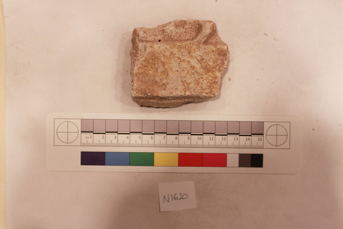 Stucco Fragment, Stucco; carved, painted 