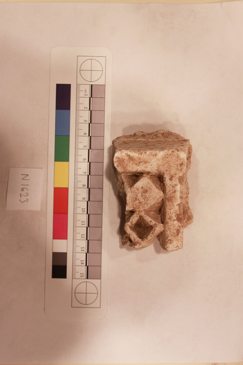 Stucco Fragment, Stucco; carved, painted 