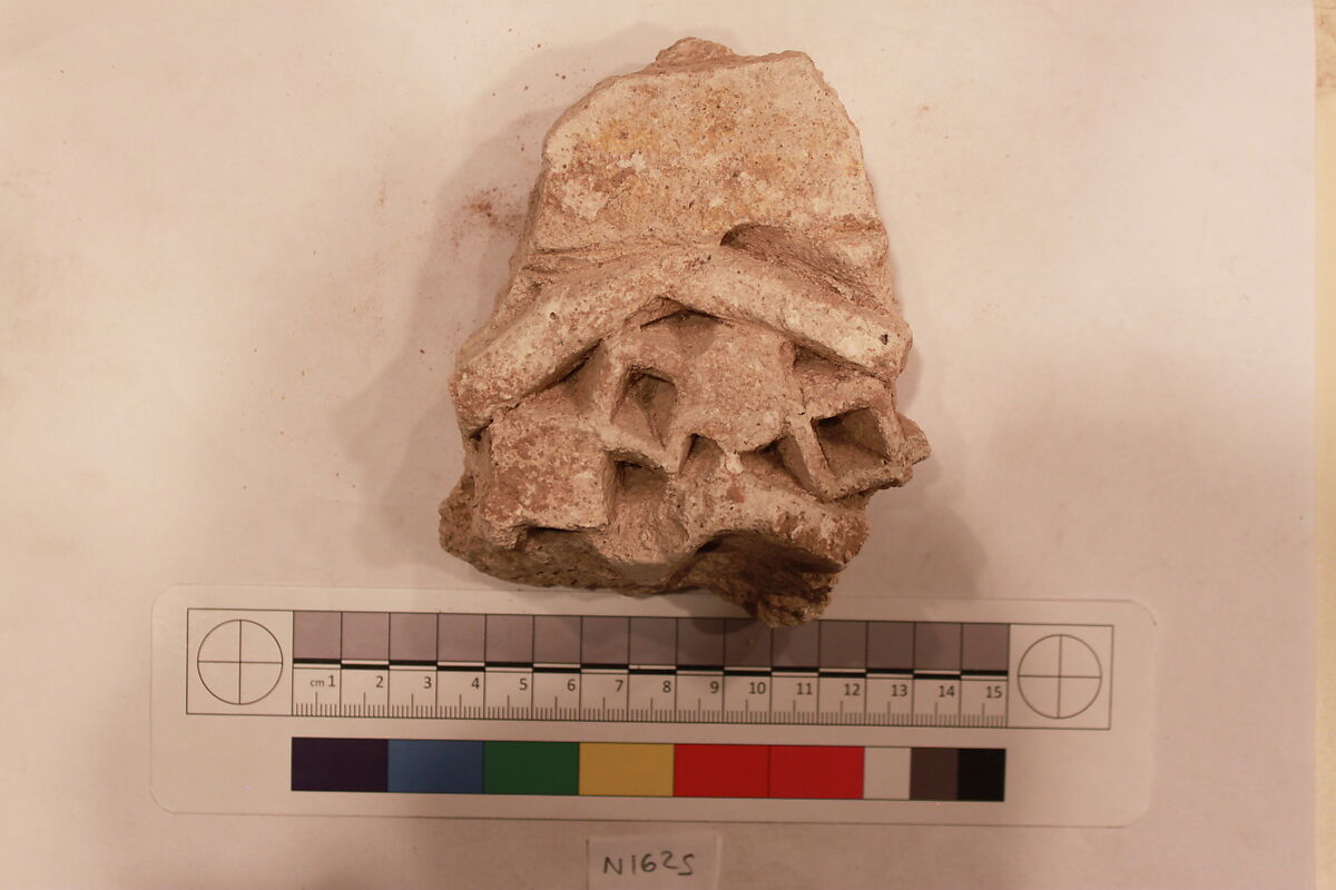 Stucco Fragment, Stucco; carved, painted 