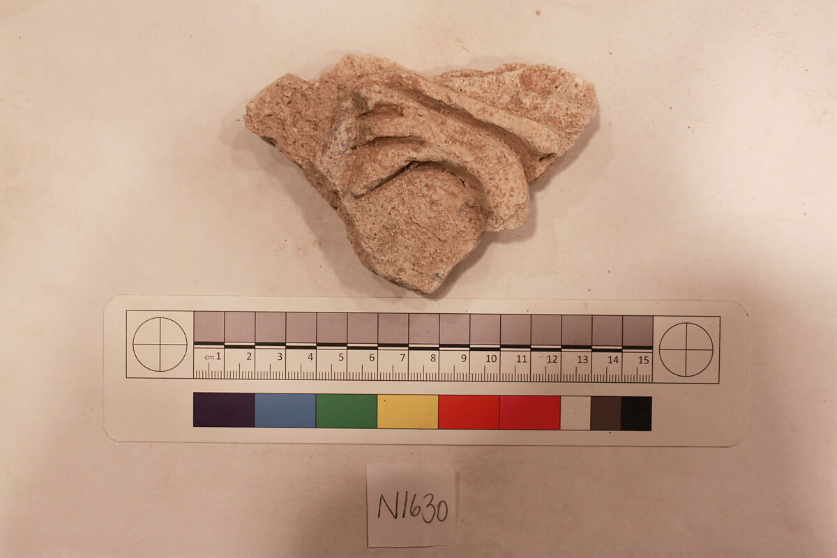 Stucco Fragment, Stucco; carved, painted 