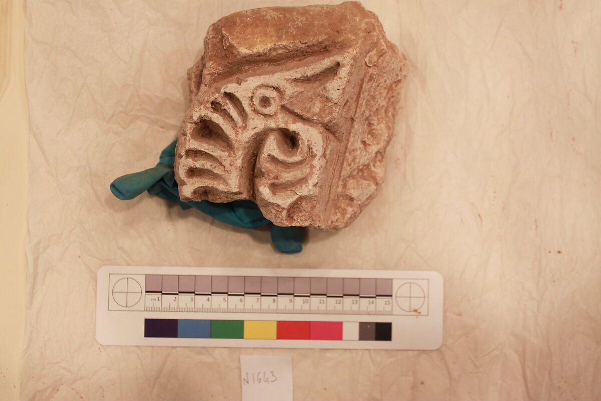 Stucco Fragment, Stucco; carved, painted 