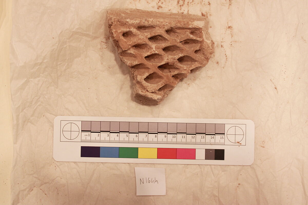 Stucco Fragment, Stucco; carved, painted 