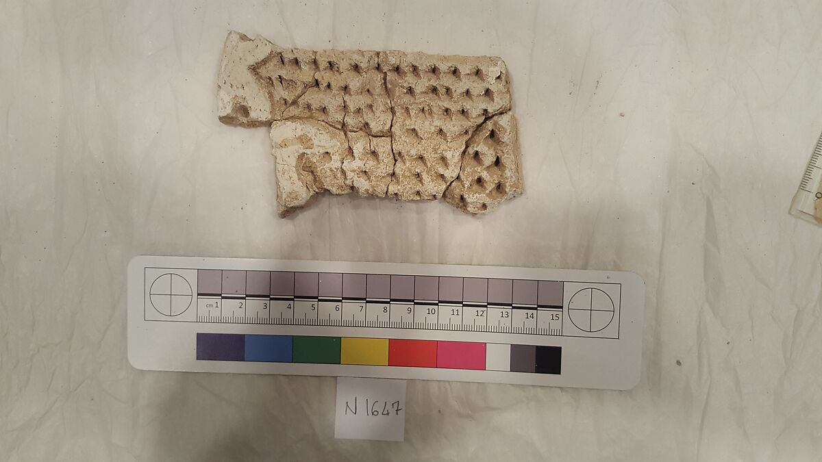 Stucco Fragment, Stucco; carved, painted 