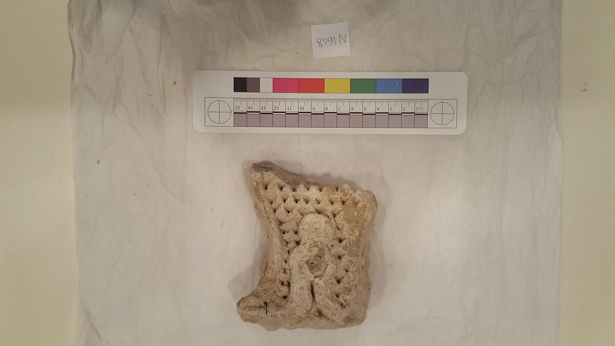 Stucco Fragment, Stucco; carved, painted 