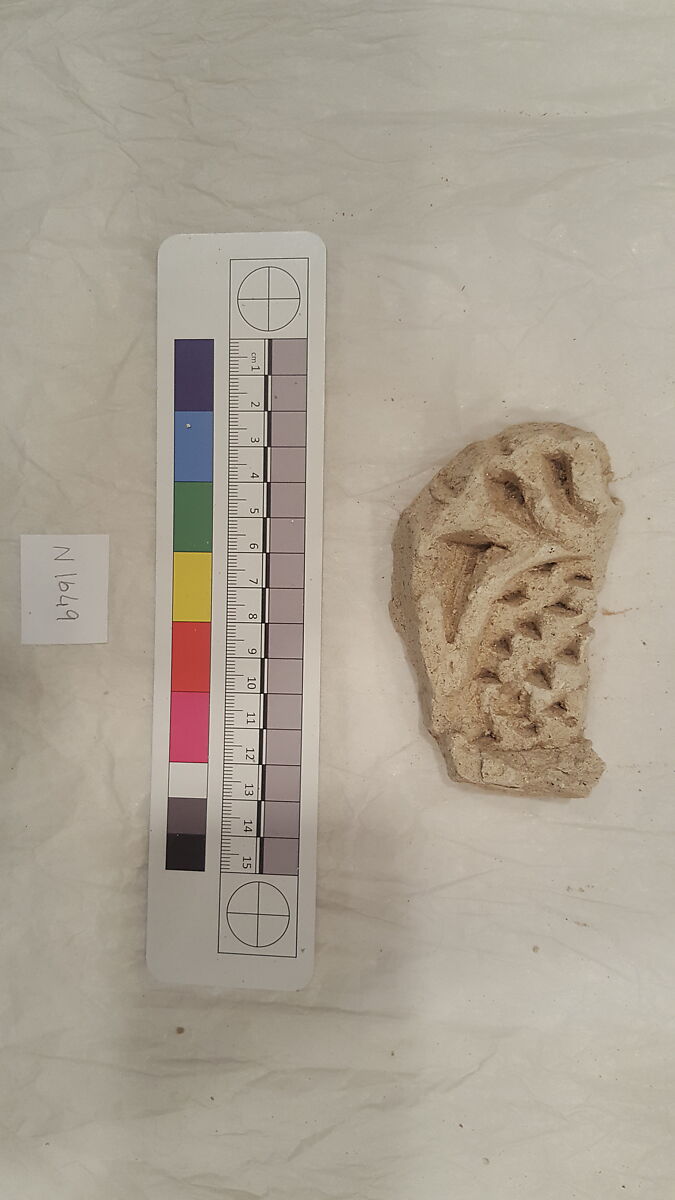 Stucco Fragment, Stucco; carved, painted 