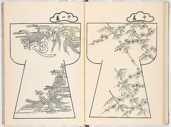 Genroku moyo hinagata (kosode designs from the Genroku period), Woodblock-printed book, Japan