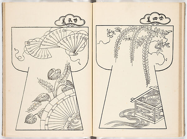 Genroku moyo hinagata (kosode designs from the Genroku period), Woodblock-printed book, Japan