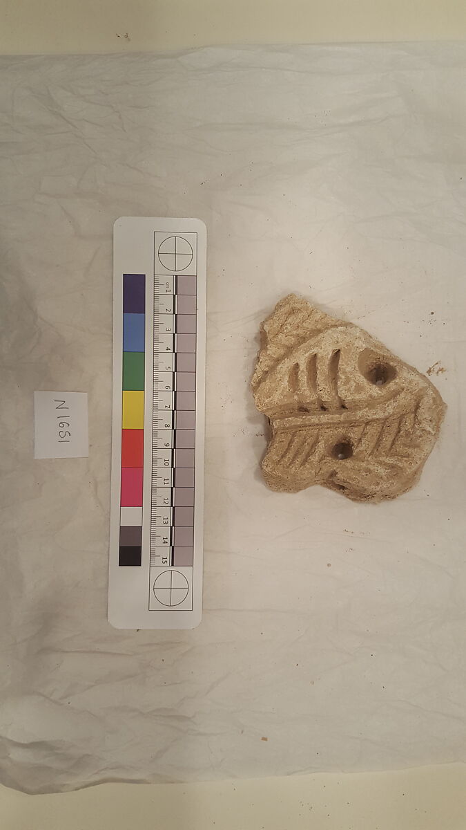 Stucco Fragment, Stucco; carved, painted 