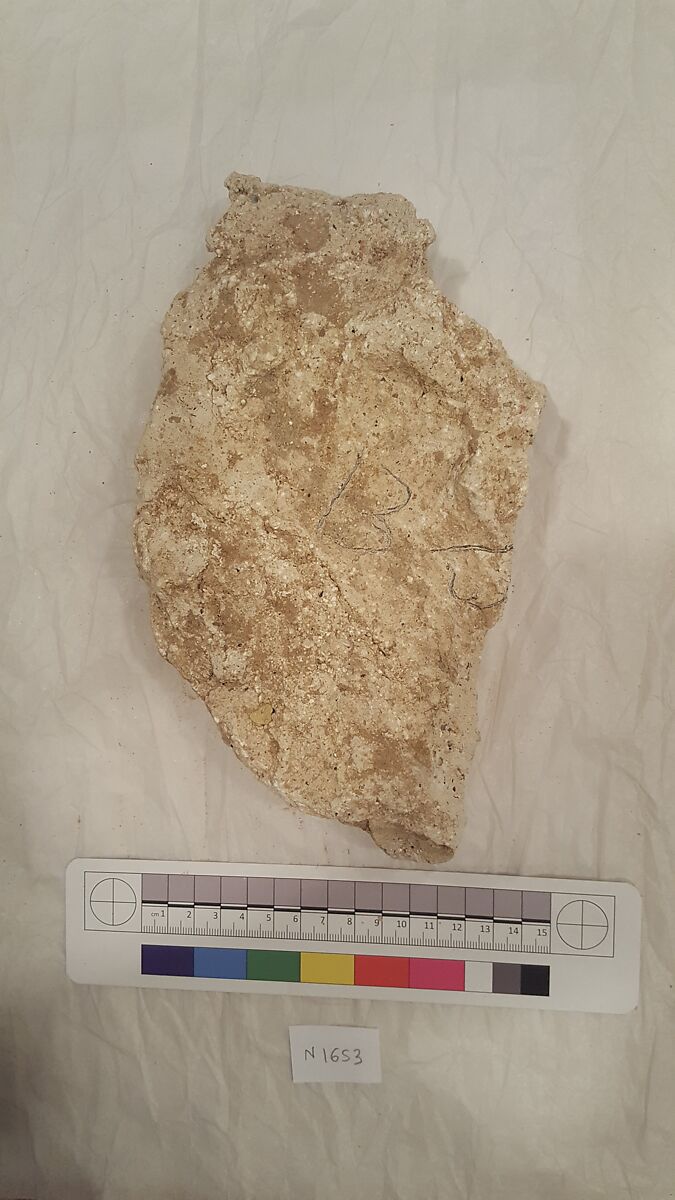 Stucco Fragment, Stucco; carved, painted