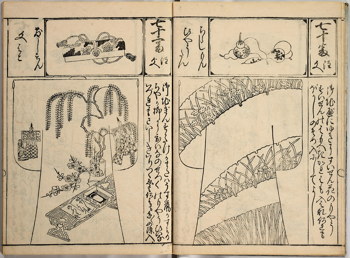 Order Book of Kosode Patterns (Chūmon no hiinagata/Hiinagata chūmon chō), Imura Katsukichi (Japanese,  active early 18th century), Woodblock-printed book; ink on paper, Japan