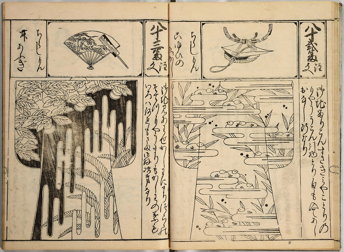 Order Book of Kosode Patterns (Chūmon no hiinagata/Hiinagata chūmon chō), Imura Katsukichi (Japanese,  active early 18th century), Woodblock-printed book; ink on paper, Japan
