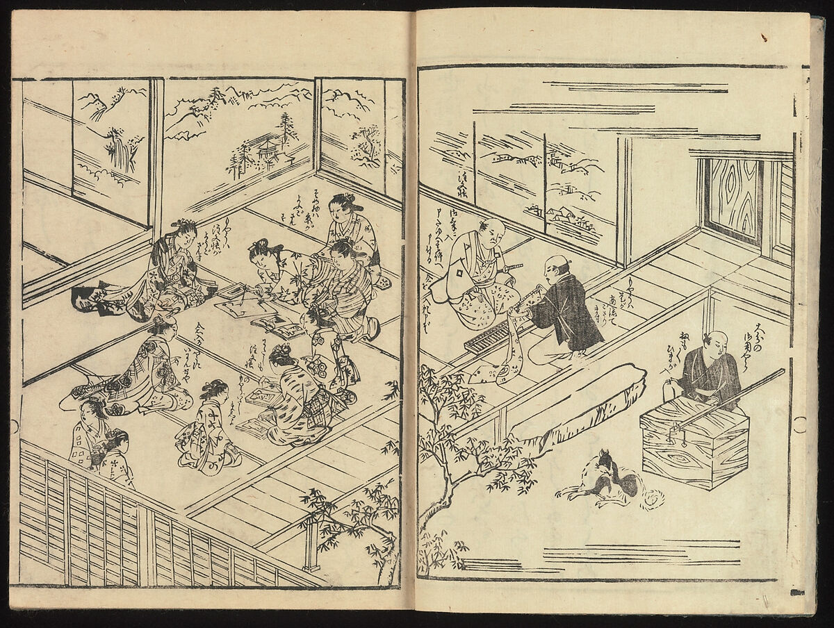 Order Book of Kosode Patterns (Chūmon no hiinagata/Hiinagata chūmon chō), Imura Katsukichi (Japanese,  active early 18th century), Woodblock-printed book; ink on paper, Japan 