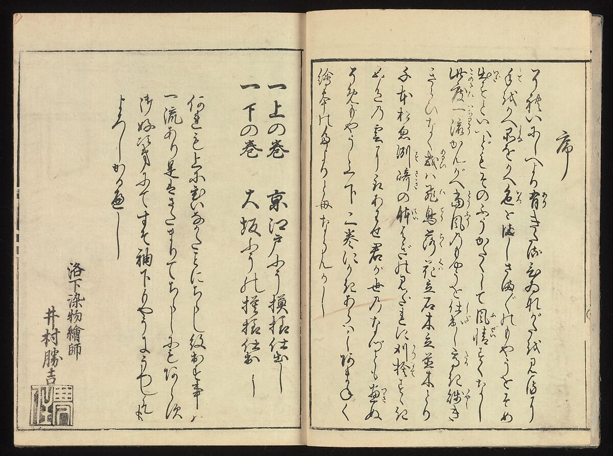 Order Book of Kosode Patterns (Chūmon no hiinagata/Hiinagata chūmon chō), Imura Katsukichi (Japanese,  active early 18th century), Woodblock-printed book; ink on paper, Japan